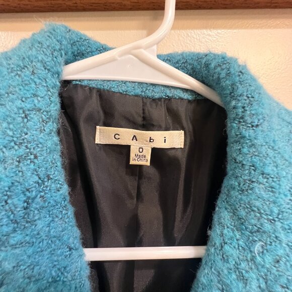 Turquoise blue, short waisted jacket with 2 buttons in front by CAbi size 0 - Picture 4 of 4